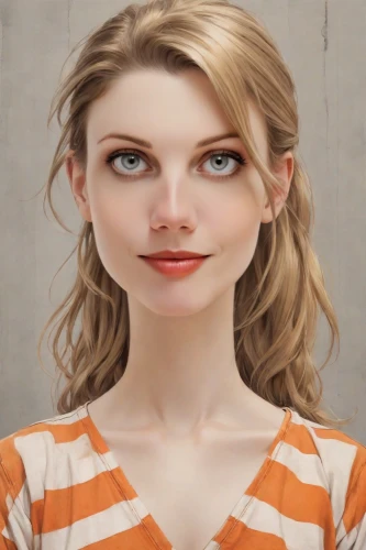 portrait background,realdoll,girl portrait,woman face,female model,natural cosmetic,blonde woman,striped background,women's eyes,young woman,girl in a long,the girl's face,pretty young woman,fashion vector,orange,doll's facial features,lis,woman's face,portrait of a girl,attractive woman,Digital Art,Comic