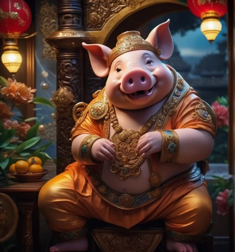 babi panggang,diwali banner,pig,kawaii pig,hog xiu,piglet,lucky pig,suckling pig,aladha,diwali,porker,hog,pot-bellied pig,ramayan,ganpati,swine,janmastami,pig's trotters,boar,yogi,Photography,General,Fantasy