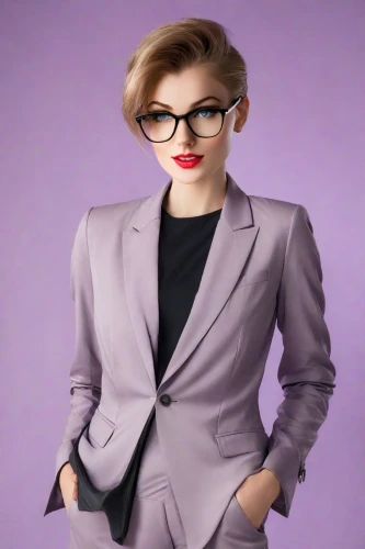 business woman,pantsuit,purple background,businesswoman,business girl,portrait background,woman in menswear,librarian,navy suit,purple,suit,female doctor,secretary,senator,silphie,politician,real estate agent,businessperson,fashion vector,retro woman,Photography,Realistic