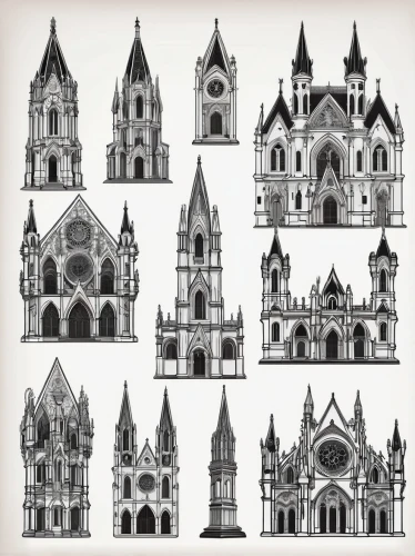gothic architecture,medieval architecture,byzantine architecture,gothic church,duomo,church towers,nidaros cathedral,facades,churches,facade panels,buttress,cathedral,paris clip art,kirrarchitecture,3d modeling,notre-dame,vector images,basilica,houses clipart,beautiful buildings,Unique,Design,Sticker
