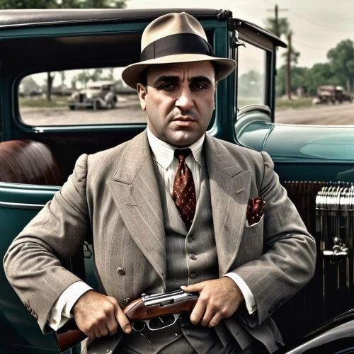 al capone,enrico caruso,ford pilot,lincoln motor company,car dealer,ford motor company,ford car,mobster car,man holding gun and light,opel captain,ford pampa,prohibition,packard patrician,rolls-royce 20/25,cadillac de ville series,mobster,black businessman,chrysler airflow,auto sales,renault 4,Photography,General,Realistic