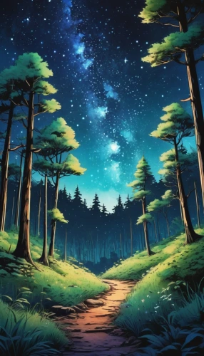 forest background,cartoon video game background,landscape background,forest of dreams,night stars,forest landscape,starry sky,star wood,forest,owl background,moon and star background,coniferous forest,art background,forests,night sky,night scene,background images,starry night,digital background,backgrounds,Conceptual Art,Daily,Daily 32