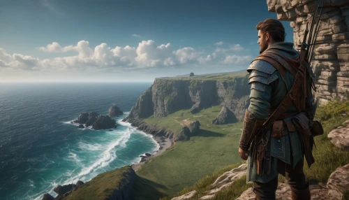 witcher,the horizon,mountain and sea,heroic fantasy,horizon,the endless sea,the cliffs,fjord,cliffs ocean,full hd wallpaper,massively multiplayer online role-playing game,the wanderer,cliffs,fantasy picture,croft,game art,adventurer,dunun,donegal,the coast,Photography,General,Fantasy