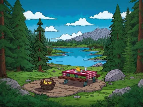 cartoon video game background,campsite,picnic boat,river pines,the cabin in the mountains,idyllic,campground,autumn camper,log cabin,lakeside,fishing camping,alpine lake,cartoon forest,fjäll,small cabin,log home,camping,small camper,alpine restaurant,mountain lake