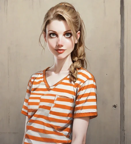 girl in t-shirt,girl portrait,portrait background,clementine,digital painting,portrait of a girl,girl drawing,striped background,young woman,girl in a long,retro girl,world digital painting,painter doll,blond girl,vector girl,girl with bread-and-butter,girl with cloth,artist portrait,girl in cloth,blonde girl,Digital Art,Comic