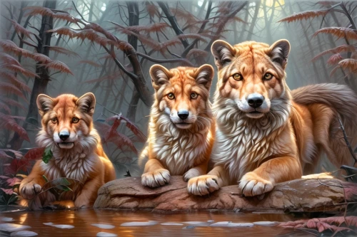 two wolves,wolves,wolf couple,lionesses,woodland animals,male lions,forest animals,canidae,lions couple,lion children,predators,tervuren,hunting dogs,guards of the canyon,forest king lion,druids,dhole,fall animals,two lion,rough collie
