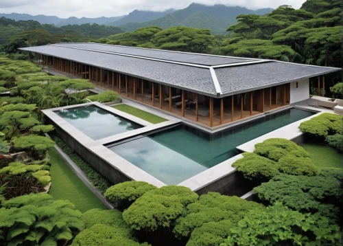 asian architecture,japanese architecture,roof landscape,chinese architecture,grass roof,zen garden,japanese zen garden,golden pavilion,wooden roof,turf roof,the golden pavilion,folding roof,infinity swimming pool,feng shui golf course,pool house,tropical house,cooling house,timber house,archidaily,terraced,Photography,General,Realistic