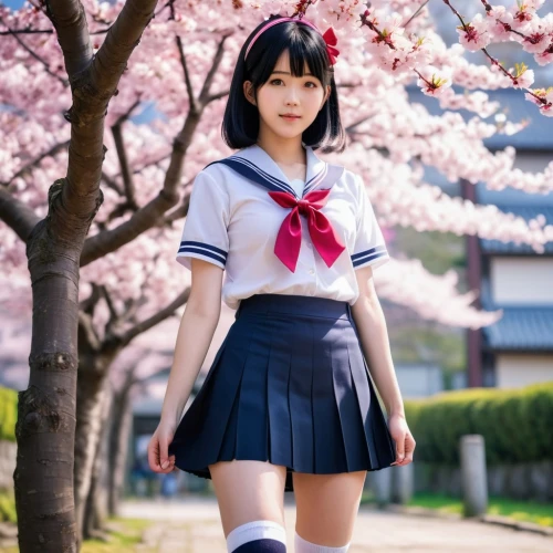 anime japanese clothing,kantai collection sailor,sakura flower,japanese sakura background,sakura flowers,japanese idol,sakura blossom,sakura blossoms,sakura,japanese kawaii,sakura background,sakura florals,school skirt,sailor,cherry petals,chidori is the cherry blossoms,sakura tree,cherry blossom,japanese cherry,jin deui,Photography,General,Realistic