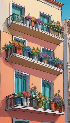 balconies,balcony garden,paris balcony,balcony plants,block balcony,balcony,an apartment,watercolor paris balcony,colorful facade,apartment building,houses clipart,positano,sky apartment,apartments,apartment complex,terraces,flower boxes,rimini,portofino,townhouses,Illustration,Japanese style,Japanese Style 07