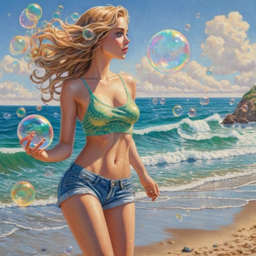 soap bubbles,soap bubble,bubble blower,fantasy art,beach background,inflates soap bubbles,fantasy picture,giant soap bubble,bubble,mermaid background,beach scenery,water balloons,the sea maid,candy island girl,dream beach,bubbles,bubbletent,bubble mist,think bubble,fantasy woman,Conceptual Art,Daily,Daily 31