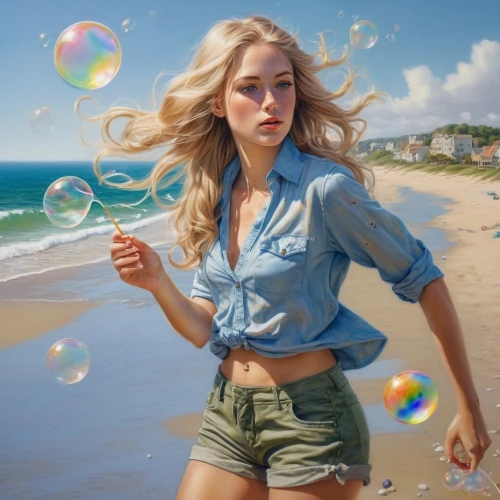 bubble blower,little girl with balloons,soap bubbles,soap bubble,inflates soap bubbles,girl with speech bubble,water balloons,giant soap bubble,little girl in wind,fantasy art,blond girl,world digital painting,oil painting,girl on the dune,water balloon,blue balloons,mystical portrait of a girl,fantasy picture,bubbletent,oil painting on canvas,Illustration,Realistic Fantasy,Realistic Fantasy 16