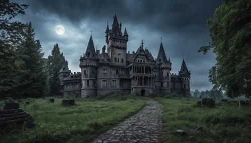 gothic architecture,haunted cathedral,ghost castle,haunted castle,gothic style,dark gothic mood,witch house,fairy tale castle,witch's house,the haunted house,gothic,fairytale castle,haunted house,gothic church,castle of the corvin,creepy house,transylvania,hogwarts,abandoned place,fairy tale,Photography,General,Realistic