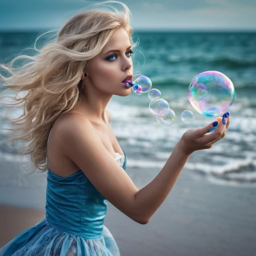crystal ball-photography,bubble blower,girl with speech bubble,soap bubble,soap bubbles,bubbles,think bubble,inflates soap bubbles,bubble,bubbletent,talk bubble,bubble mist,giant soap bubble,crystal ball,make soap bubbles,mermaid background,believe in mermaids,blonde girl with christmas gift,blue balloons,fantasy picture,Conceptual Art,Fantasy,Fantasy 34