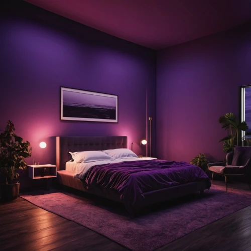 bedroom,modern room,sleeping room,guest room,wall,guestroom,visual effect lighting,great room,modern decor,3d rendering,interior design,light purple,purple wallpaper,interior decoration,one room,search interior solutions,purple landscape,purple frame,violet colour,purple,Photography,General,Realistic