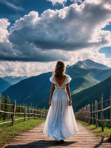 carpathians,landscape background,girl in a long dress,the mystical path,girl walking away,beautiful landscape,landscapes beautiful,the spirit of the mountains,woman walking,girl in white dress,background view nature,landscape photography,the way of nature,celtic woman,girl in a long dress from the back,beauty in nature,natural scenery,the natural scenery,mountain scene,wedding photography,Photography,General,Realistic