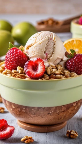 muesli,oat bran,apple crisp,granola,bowl of fruit,fruit ice cream,oat,fruit bowls,plain fat-free yogurt,steel-cut oats,acai bowl,berry quark,cereal grain,complete wheat bran flakes,bowl cake,fruit mix,fruit bowl,acai,oatmeal,mixing bowl,Photography,General,Realistic