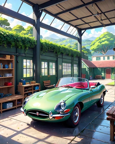 jaguar xkss,jaguar d-type,jaguar xj13,etype,daimler sp250,garage,ferrari 250 gt drogo,billiard room,jaguar c-type,jaguar e-type,auto repair shop,ferrari 250,automobile repair shop,ferrari monza,aston martin short chassis volante,car salon,underground garage,ferrari 275,enzo ferrari,bmw 507,Anime,Anime,General