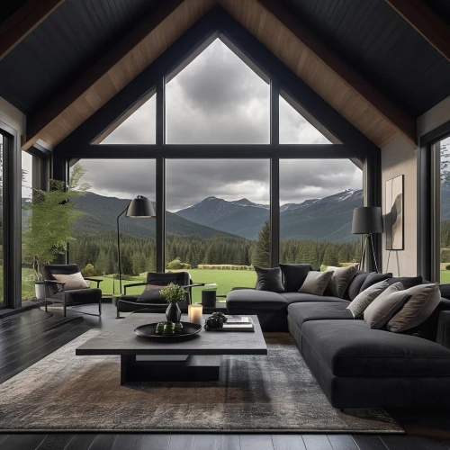 the cabin in the mountains,house in the mountains,house in mountains,modern living room,beautiful home,living room,chalet,roof landscape,family room,modern decor,livingroom,interior modern design,alpine style,home landscape,contemporary decor,luxury home interior,sitting room,wooden beams,interior design,outdoor sofa,Photography,General,Realistic
