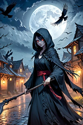 murder of crows,gothic woman,grimm reaper,dance of death,raven girl,crow queen,raven,raven bird,black raven,halloween background,vampire woman,dodge warlock,halloween poster,halloween illustration,sorceress,raven rook,corvidae,celebration of witches,black crow,grim reaper,Anime,Anime,General