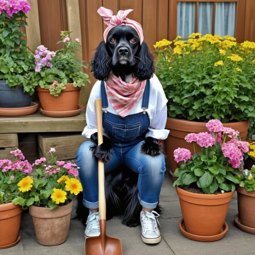 animals play dress-up,korean mastiff,easter dog,american mastiff,garden gnome,neapolitan mastiff,rodeo clown,girl in overalls,german spaniel,giant schnauzer,gardener,canine rose,field spaniel,picardy spaniel,the french bulldog,american cocker spaniel,french spaniel,pubg mascot,standard schnauzer,blue picardy spaniel,Photography,General,Realistic