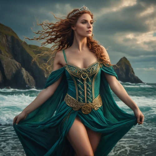 celtic woman,celtic queen,fantasy woman,fantasy picture,sorceress,fantasy art,fantasy portrait,the enchantress,the wind from the sea,the sea maid,goddess of justice,heroic fantasy,warrior woman,merida,aphrodite,world digital painting,siren,god of the sea,rusalka,aquaman,Photography,General,Fantasy