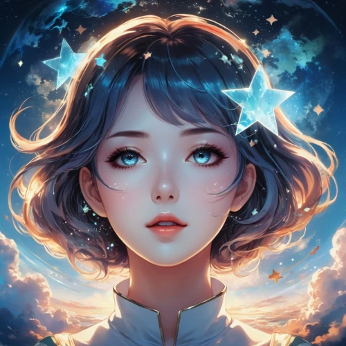 fantasy portrait,mystical portrait of a girl,starry,fairy galaxy,falling star,celestial,falling stars,starry sky,lunar,zodiac sign libra,fantasia,rosa ' amber cover,luna,cassiopeia,portrait background,andromeda,zodiac sign gemini,fireflies,lantern,cg artwork,Photography,Artistic Photography,Artistic Photography 07