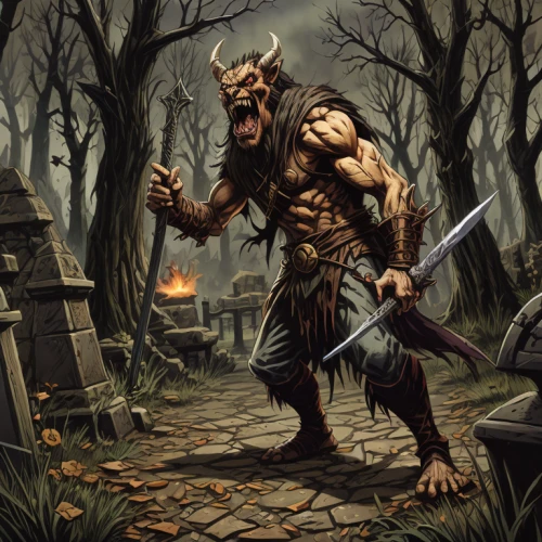 devilwood,splitting maul,massively multiplayer online role-playing game,minotaur,blacksmith,barbarian,daemon,dane axe,game illustration,dark elf,death god,devil's walkingstick,death angel,graves,druid,faun,dunun,bronze horseman,old graveyard,grimm reaper