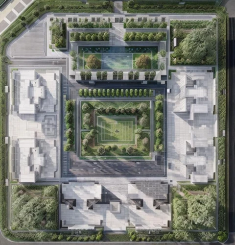 chinese architecture,zhengzhou,xi'an,louvre,marble palace,the center of symmetry,palace garden,view from above,bird's-eye view,qasr al watan,asian architecture,persian architecture,garden elevation,tehran aerial,overhead view,architect plan,aerial view,aerial photograph,louvre museum,paved square,Landscape,Landscape design,Landscape Plan,Park Design