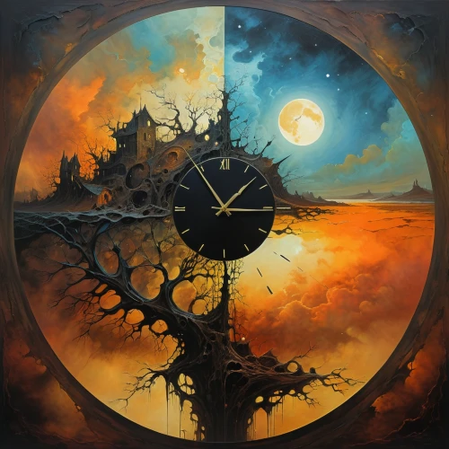 clockmaker,sand clock,clock face,clock,clocks,time spiral,moon phase,four o'clocks,astronomical clock,timepiece,clockwork,world clock,wall clock,grandfather clock,new year clock,out of time,chronometer,time pointing,watchmaker,old clock,Conceptual Art,Oil color,Oil Color 06