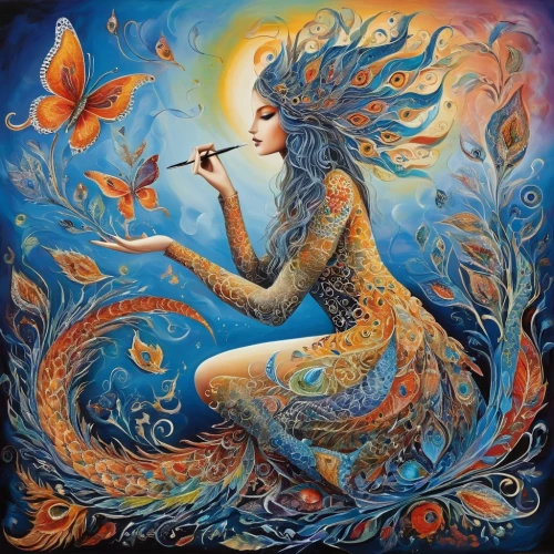 boho art,mother earth,fire artist,shamanism,aquarius,mantra om,shamanic,the flute,the zodiac sign pisces,virgo,psychedelic art,fantasy art,pachamama,faerie,woman playing,flame spirit,mother nature,flute,fire dancer,the wind from the sea,Illustration,Black and White,Black and White 07