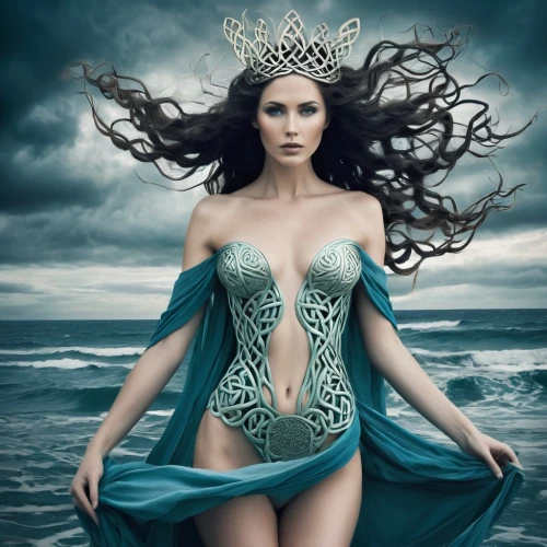 celtic queen,celtic woman,blue enchantress,fairy queen,merfolk,the enchantress,the sea maid,miss circassian,ice queen,green mermaid scale,fantasy woman,queen of the night,fantasy art,filigree,sorceress,mermaid,believe in mermaids,the snow queen,siren,dryad,Illustration,Black and White,Black and White 07