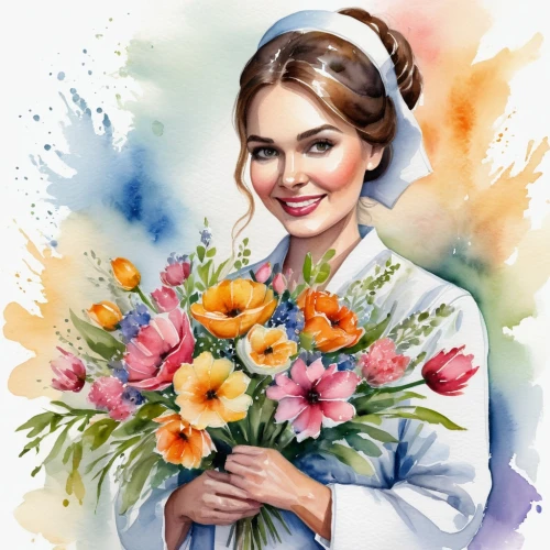 flowers png,flower painting,floral greeting card,floristry,watercolor roses and basket,bouquets,rose flower illustration,with a bouquet of flowers,watercolor women accessory,female nurse,floral greeting,flower arranging,flower illustrative,female doctor,florists,girl in flowers,bouquet of flowers,medical illustration,flower bouquet,holding flowers,Illustration,Paper based,Paper Based 24
