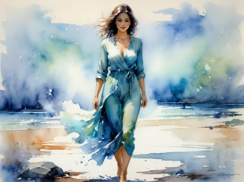 watercolor blue,watercolor women accessory,fashion illustration,watercolor painting,watercolor paint,watercolor,watercolor paint strokes,watercolor background,water colors,watercolors,blue painting,watercolour,woman walking,water color,watercolor pencils,girl on the river,watercolor sketch,mazarine blue,watercolor texture,shades of blue,Illustration,Paper based,Paper Based 25