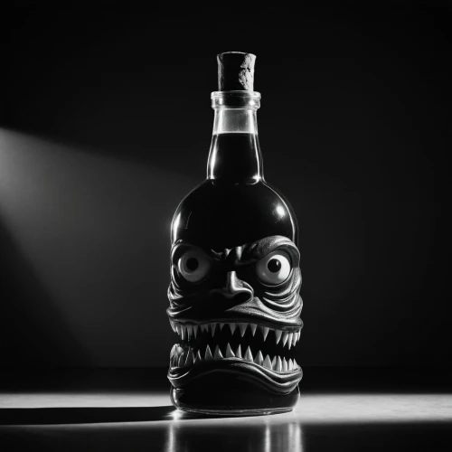 the bottle,bottle surface,poison bottle,isolated bottle,tequila bottle,dark 'n' stormy,empty bottle,kraken,jägermeister,bottle fiery,absolut vodka,bottle nose,carajillo,rum,drinking bottle,bottle,dark art,decanter,cocktail shaker,calaverita sugar,Photography,Black and white photography,Black and White Photography 08