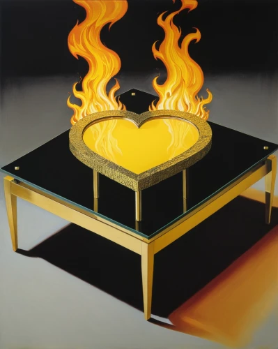 black table,fire ring,gas stove,fire screen,olympic flame,stove,golden candlestick,tureen,the eternal flame,flamed grill,hot plate,gas burner,brazier,cooktop,the conflagration,firepit,molten metal,fire pit,molten,tealight,Conceptual Art,Sci-Fi,Sci-Fi 18