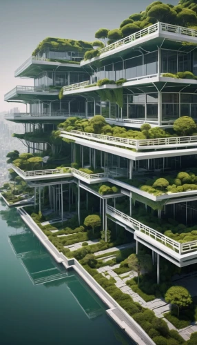 artificial island,artificial islands,futuristic architecture,floating islands,futuristic landscape,cube stilt houses,eco hotel,chinese architecture,floating island,terraforming,very large floating structure,apartment block,green trees with water,terraces,eco-construction,apartment building,japanese architecture,algae,apartment blocks,floating huts,Photography,General,Sci-Fi