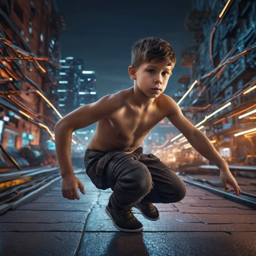 photographing children,photoshop manipulation,photo manipulation,fusion photography,digital compositing,kid hero,drawing with light,conceptual photography,child model,street dancer,photo session at night,parkour,boy model,photomanipulation,portrait photography,cyberpunk,fire artist,visual effect lighting,night photography,art photography,Photography,General,Sci-Fi