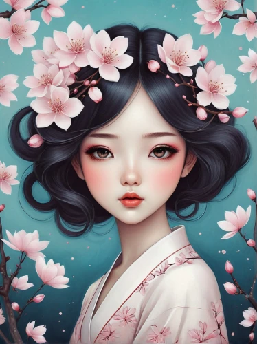 plum blossoms,japanese floral background,geisha girl,plum blossom,cherry blossoms,jasmine blossom,cherry blossom,japanese cherry blossom,sakura blossom,geisha,peach blossom,cold cherry blossoms,cherry blossom japanese,japanese sakura background,blossoms,the cherry blossoms,japanese cherry blossoms,pink cherry blossom,almond blossoms,japanese cherry,Illustration,Abstract Fantasy,Abstract Fantasy 02