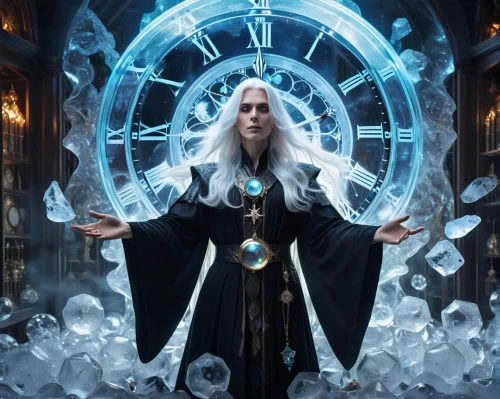 father frost,ice queen,the snow queen,divination,metatron's cube,white rose snow queen,sorceress,magic grimoire,elven,magus,eternal snow,zodiac sign libra,runes,flow of time,clockmaker,lord who rings,astral traveler,fantasy picture,ice princess,the collector,Photography,Artistic Photography,Artistic Photography 03