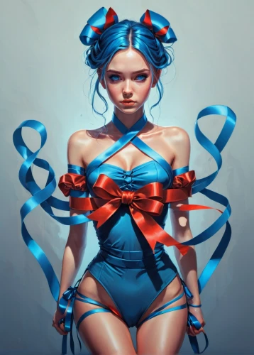 crossed ribbons,ribbons,blue enchantress,blue ribbon,razor ribbon,tied up,harnessed,ribbon,hair ribbon,sailor,sailor's knot,hairtie,christmas ribbon,cyan,gift ribbons,blue petals,gift ribbon,rubber doll,blue snowflake,bjork,Conceptual Art,Fantasy,Fantasy 21