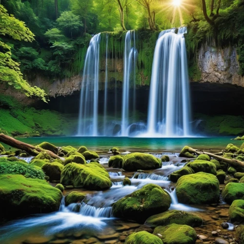 green waterfall,waterfalls,water fall,brown waterfall,mountain spring,flowing water,landscapes beautiful,natural scenery,water falls,waterfall,cascading,beautiful landscape,nature landscape,aaa,wasserfall,mountain stream,green trees with water,the natural scenery,water flowing,water flow,Photography,General,Realistic