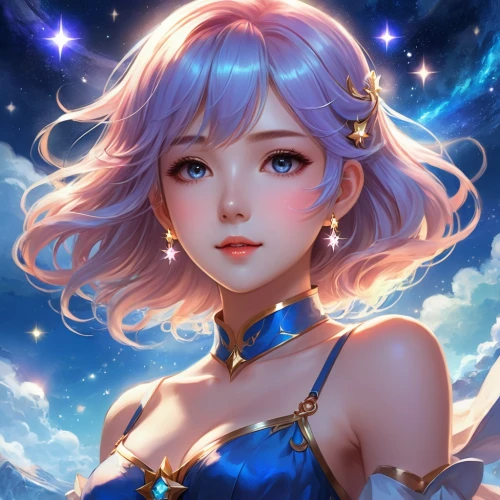 nami,zodiac sign libra,constellation lyre,fairy galaxy,fantasy portrait,libra,constellation unicorn,aurora,luna,sky rose,celestial,starry sky,rem in arabian nights,starry,celestial event,cg artwork,meteora,constellation orion,constellation,fae,Illustration,Realistic Fantasy,Realistic Fantasy 01