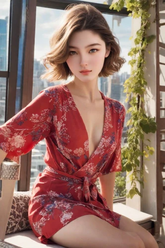 floral dress,girl in red dress,red dress,in red dress,man in red dress,floral,asian vision,hong,nice dress,elegant,korean,lady in red,phuquy,asia,kimono,cocktail dress,asian woman,cosmopolitan,red gown,floral japanese,Photography,Realistic