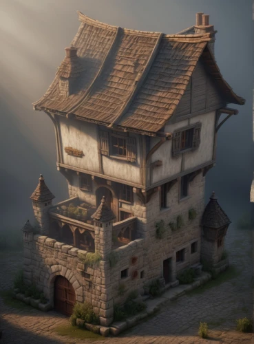 ancient house,crooked house,miniature house,lonely house,small house,crispy house,little house,wooden house,traditional house,witch's house,house roofs,medieval architecture,stone house,wooden houses,house in mountains,old house,mountain settlement,old home,stone houses,half-timbered house,Conceptual Art,Fantasy,Fantasy 01