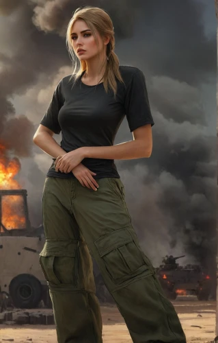 cargo pants,woman fire fighter,ammo,apocalyptic,ballistic vest,fire background,khaki pants,khaki,fire fighter,post apocalyptic,usmc,girl with a gun,girl with gun,firefighter,woman holding gun,lost in war,strong military,photoshop manipulation,marine corps,combat medic,Conceptual Art,Oil color,Oil Color 11