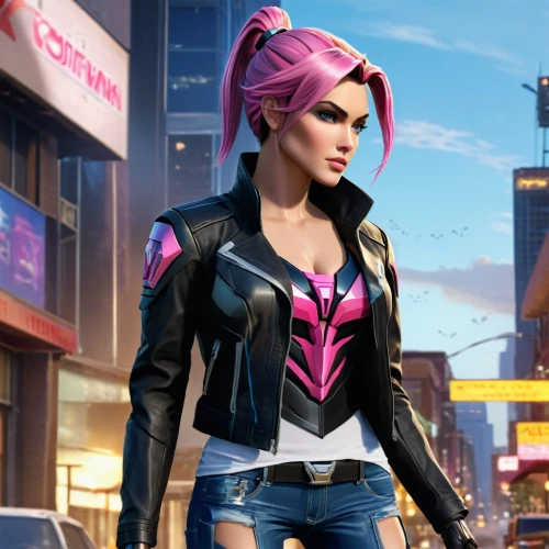 city trans,fashionable girl,shopping icon,cyberpunk,fashion girl,street fashion,widowmaker,pink quill,punk,fashion street,pink vector,action-adventure game,neon human resources,stylized,pink lady,biker,fashionable clothes,punk design,the pink panter,cosmetics counter,Photography,General,Commercial