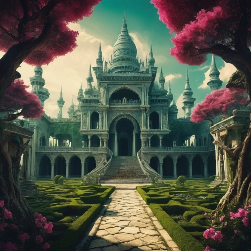 fairy tale castle,fairytale castle,temples,fantasy landscape,fantasy picture,fantasy world,hall of the fallen,3d fantasy,castle of the corvin,world digital painting,fairy world,landscape rose,wonderland,witch's house,fairy tale,knight's castle,way of the roses,rosarium,fantasy art,castle,Illustration,Black and White,Black and White 07