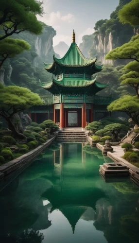 chinese temple,asian architecture,chinese architecture,chinese background,world digital painting,forbidden palace,chinese art,landscape background,oriental,yunnan,china,chinese screen,oriental painting,hall of supreme harmony,south korea,fantasy landscape,the golden pavilion,hanging temple,green landscape,water palace,Photography,General,Fantasy