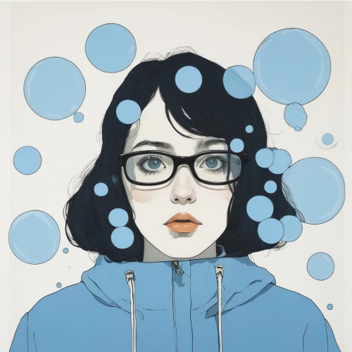 girl with speech bubble,bluebottle,comic bubbles,illustrator,comic halftone woman,spectacles,fuki,bubbles,adobe illustrator,cool pop art,comic bubble,winterblueher,sakana,dot,vector girl,blue rain,woman thinking,think bubble,blue painting,effect pop art,Illustration,Vector,Vector 10
