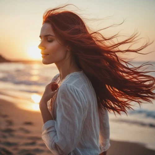 girl on the dune,management of hair loss,the wind from the sea,burning hair,red-haired,sea breeze,sunset glow,redhair,artificial hair integrations,surfer hair,natural color,redheads,beach background,portrait photography,red head,wind wave,red hair,fluttering hair,golden light,romantic portrait,Photography,General,Cinematic